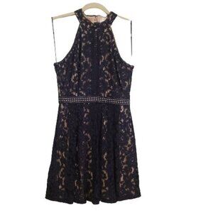 Blu Pepper FIt & Flare Navy Blue Lace mini dress size M NWT